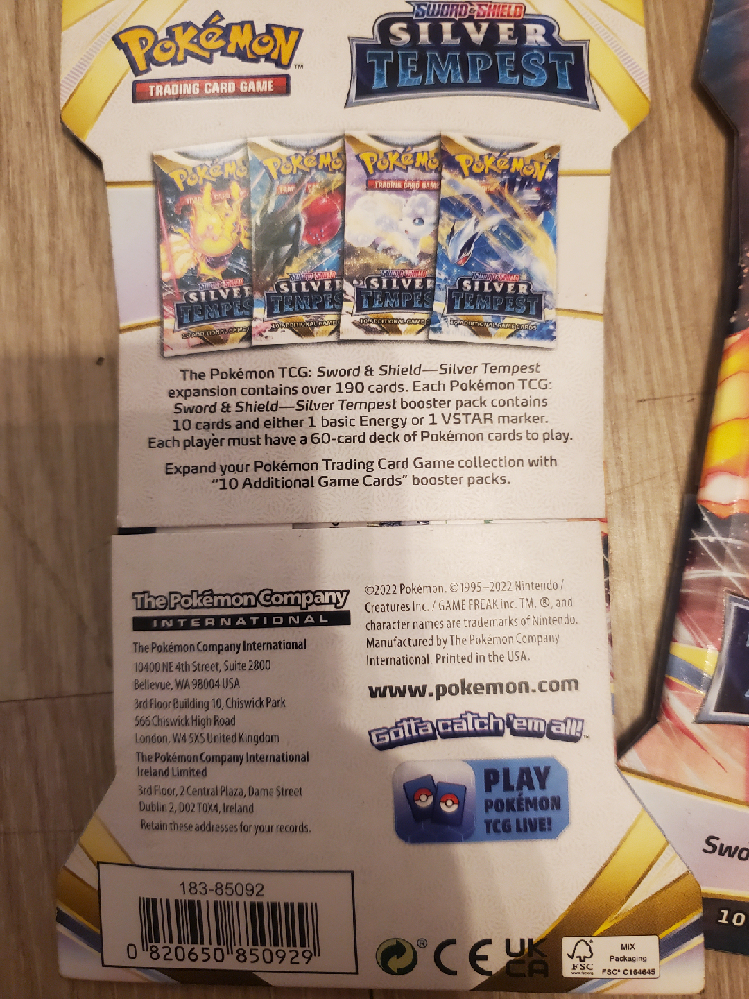 Pokemon Sword & Shield Silver Tempest Booster Pack - photo 2