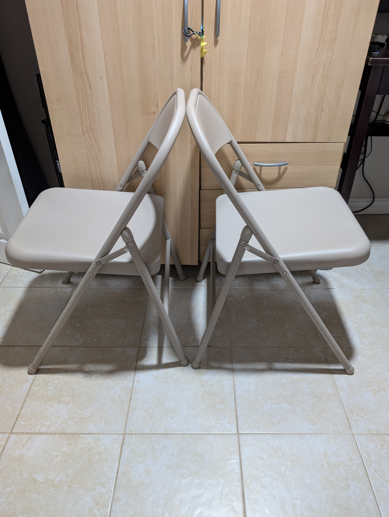 Set of 2 Beige Folding Chairs - photo 3