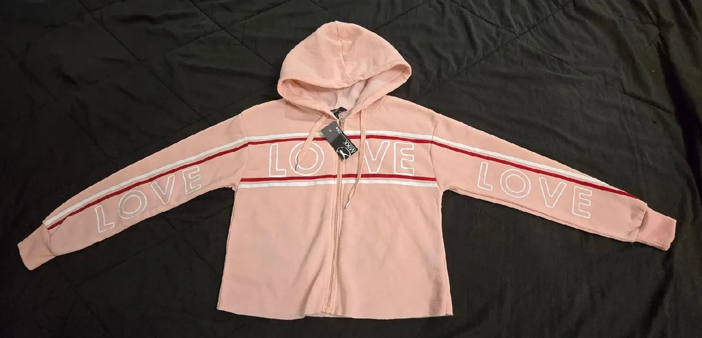 NEW! MIKK Athletica Pink Love Hoodie - Size Womens Small thumbnail
