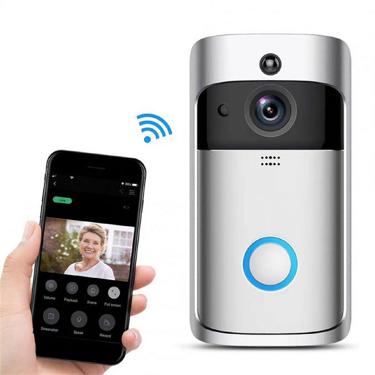 V5 Wireless Doorbell Camera with 3 free Li-ion batteries