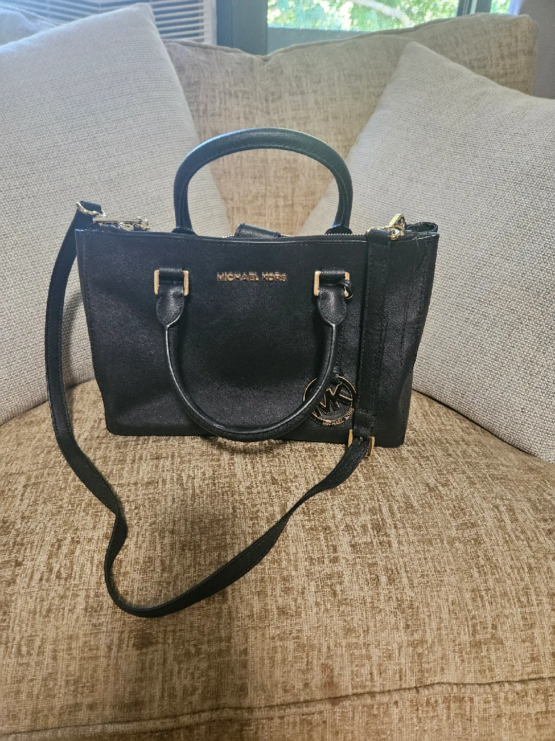 Michael Kors Black Leather Satchel image indicator(5)