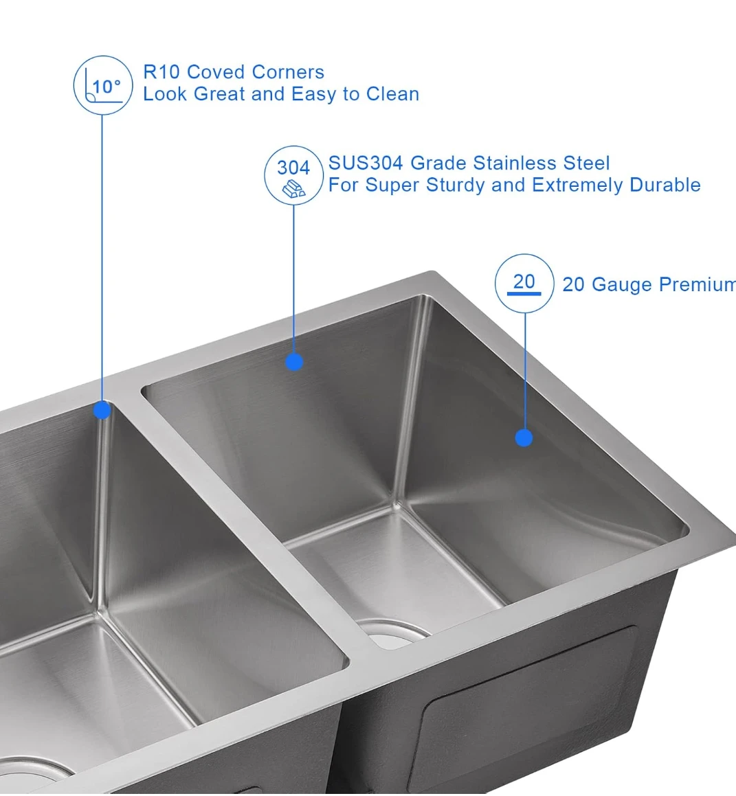 Stainless Steel Double Bowl Kitchen Sink 28x16x8.5" - photo 4