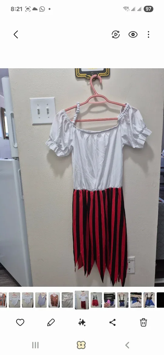 Pirate Costume Dress - Red & Black Stripes