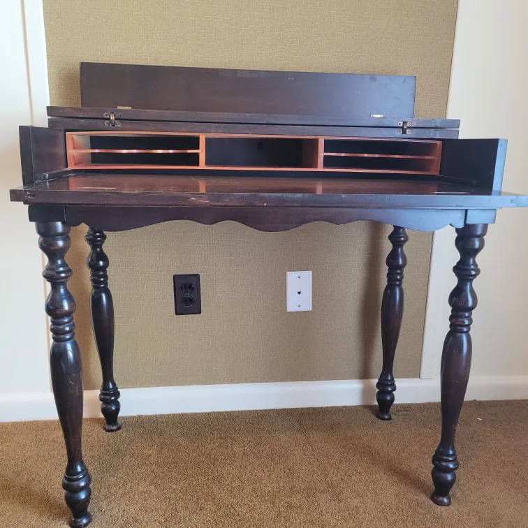 Antique Dark Wood Secretary/Spinet Desk thumbnail