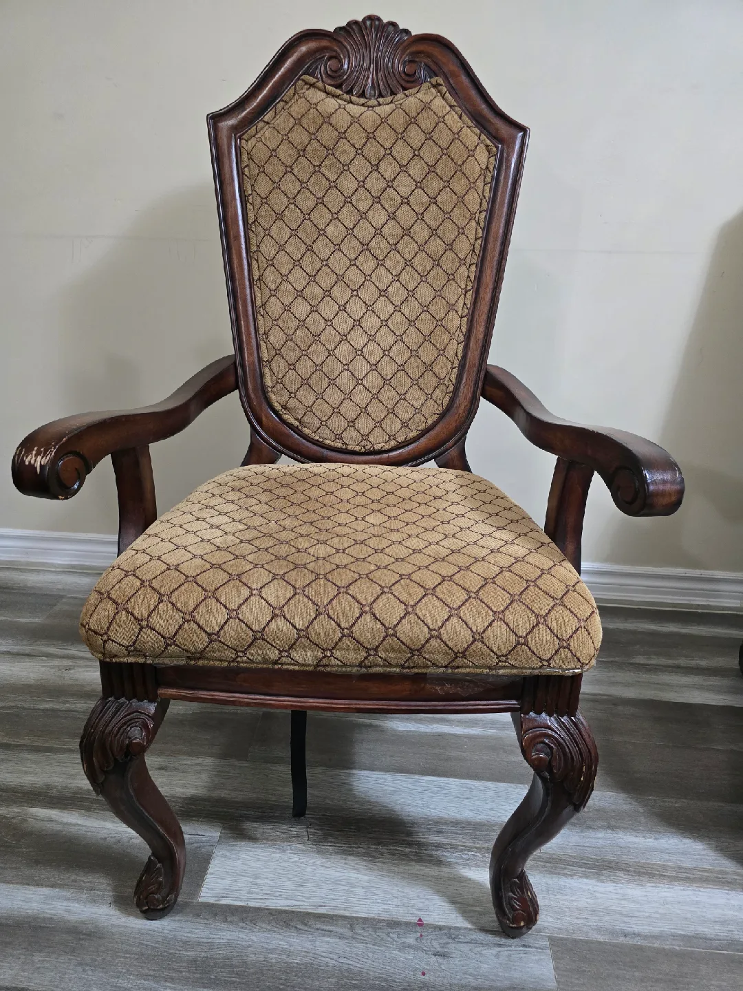 Ornate Brown Upholstered Dining Chair image indicator(6)