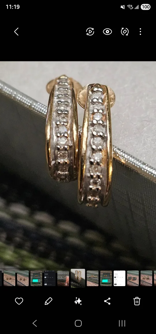 14K Gold Earrings with Diamonds, 2.0g image indicator(2)