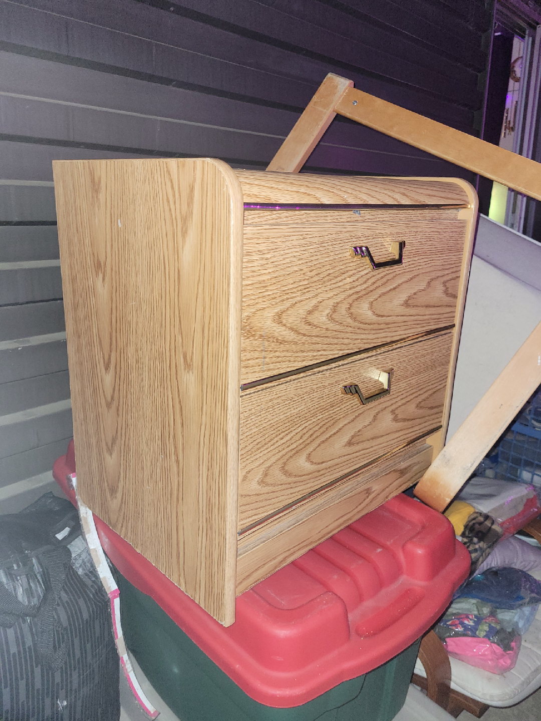 Wood Grain Two-Drawer Nightstand - photo 2