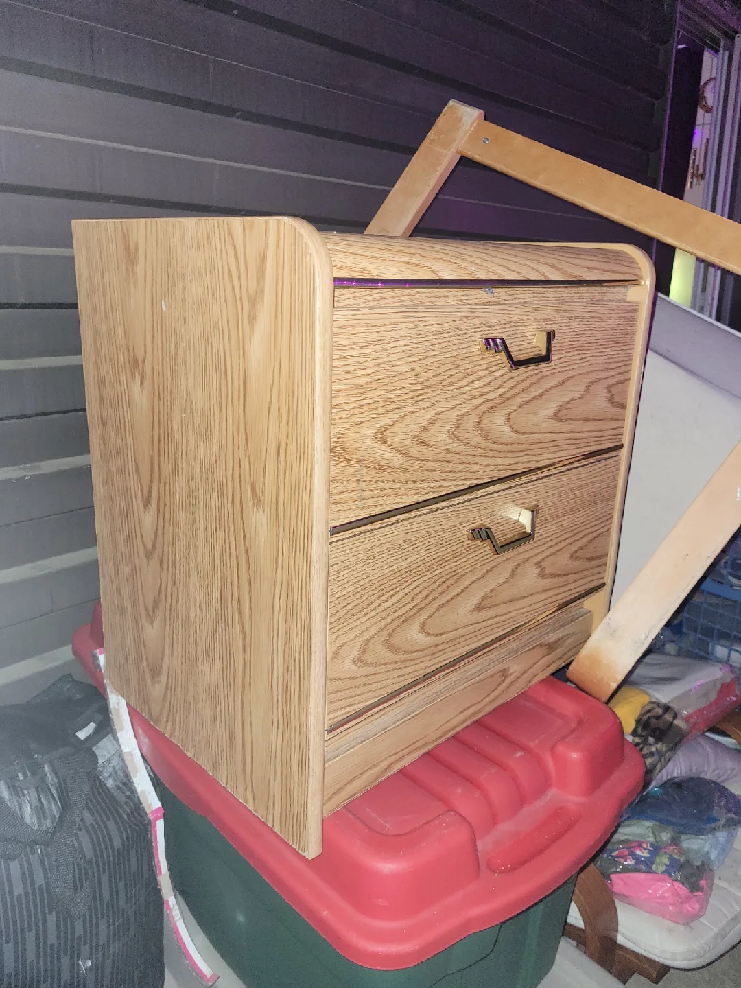 Wood Grain Two-Drawer Nightstand image indicator(2)