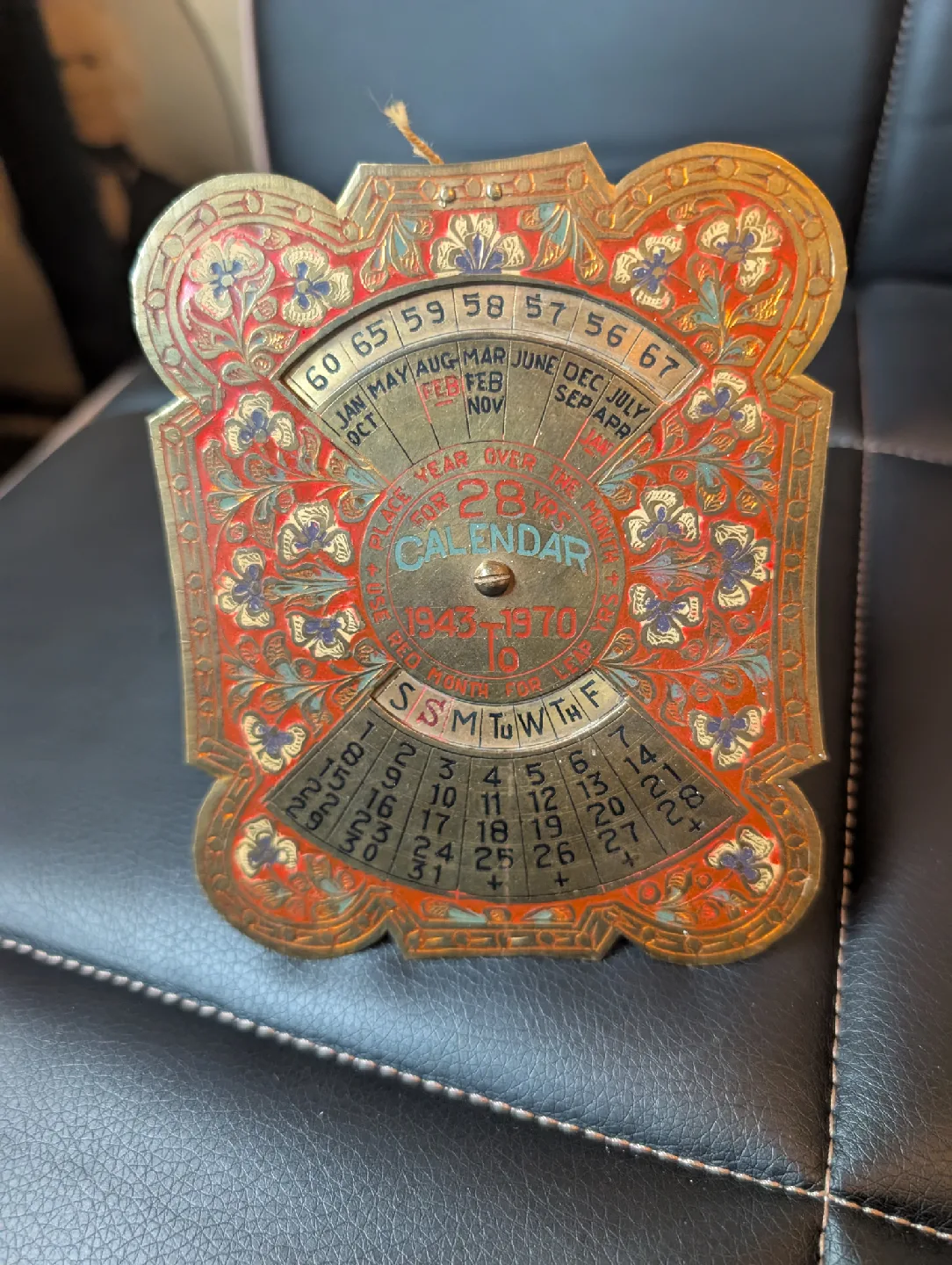 Vintage brass  Chinese perpetual 28 year calender image indicator(3)