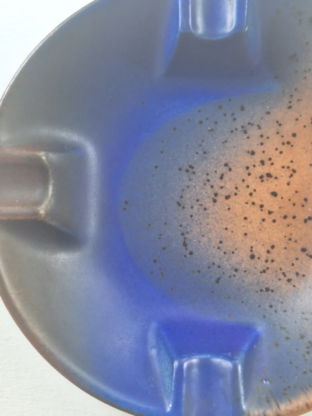 Vintage German Ashtray - Blue & Brown Lava Glaze image indicator(3)
