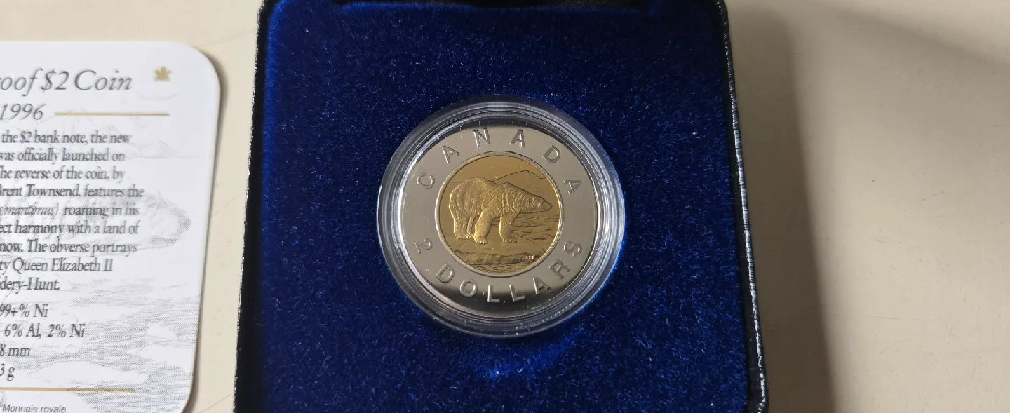 1996 Proof $2 Coin - Polar Bear Toonie thumbnail