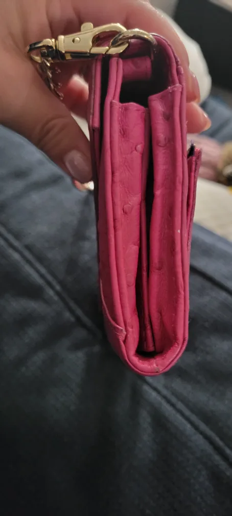 Rebecca Minkoff Pink Ostrich Leather Wallet on Chain image indicator(3)