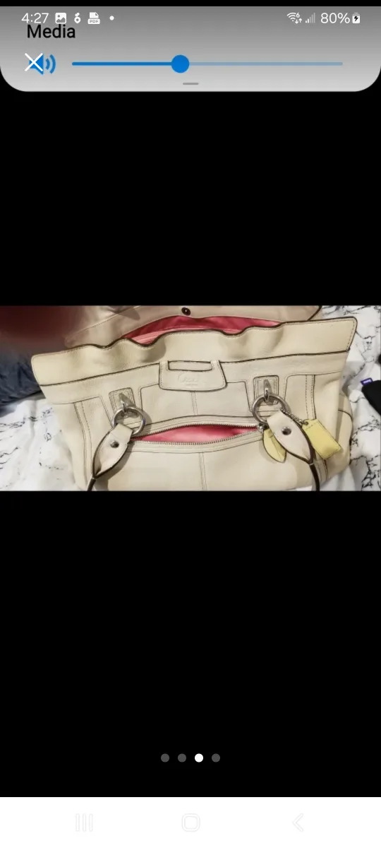 Coach Cream Leather Handbag image indicator(3)