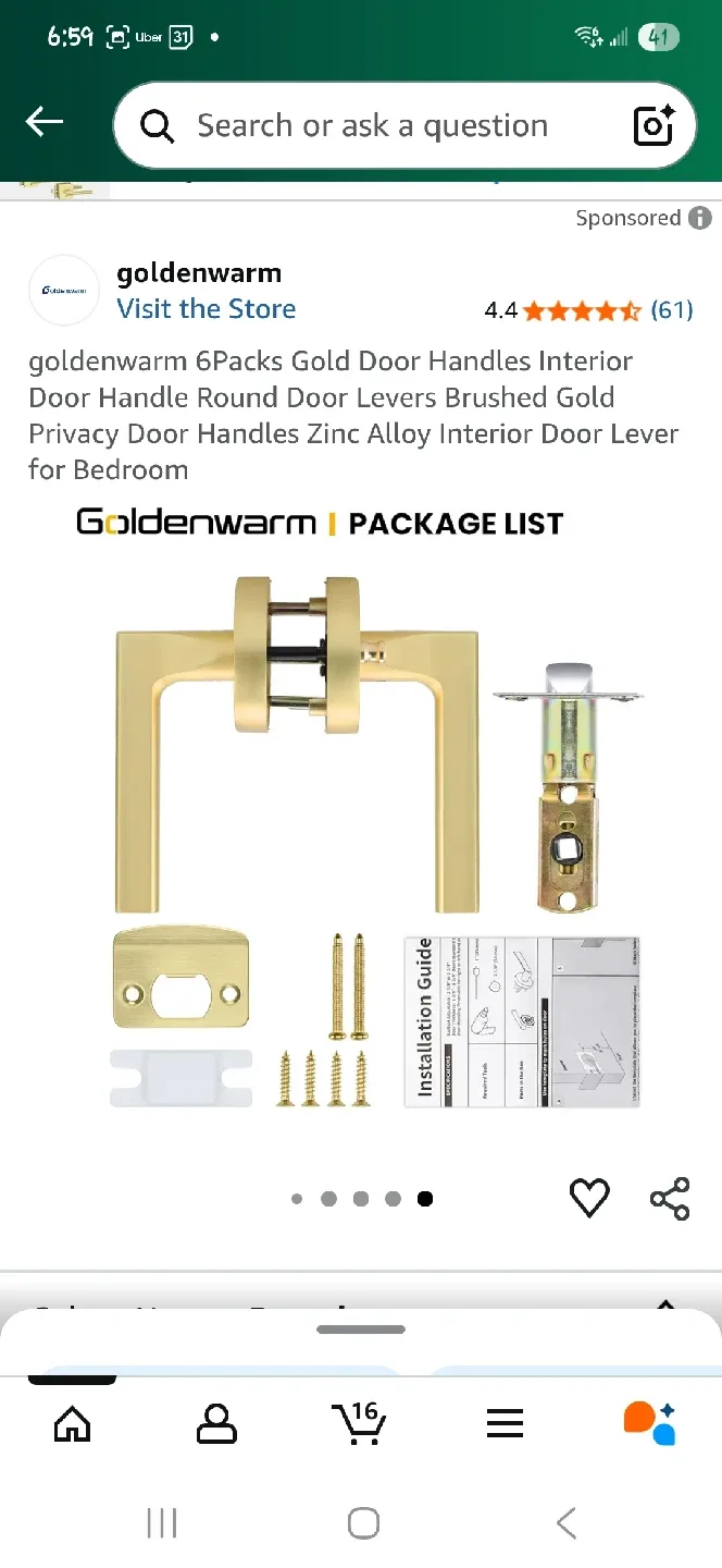 Goldenwarm Gold Door Handle Lever image indicator(9)