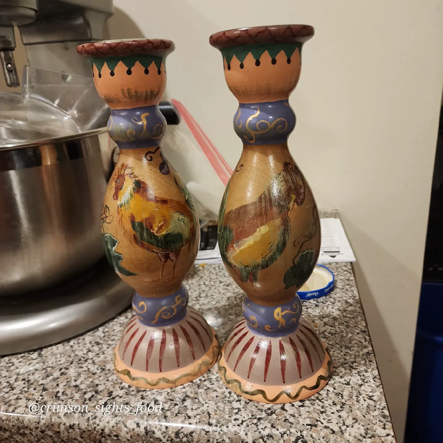 Tracy Porter Handpainted Candlestick Holders