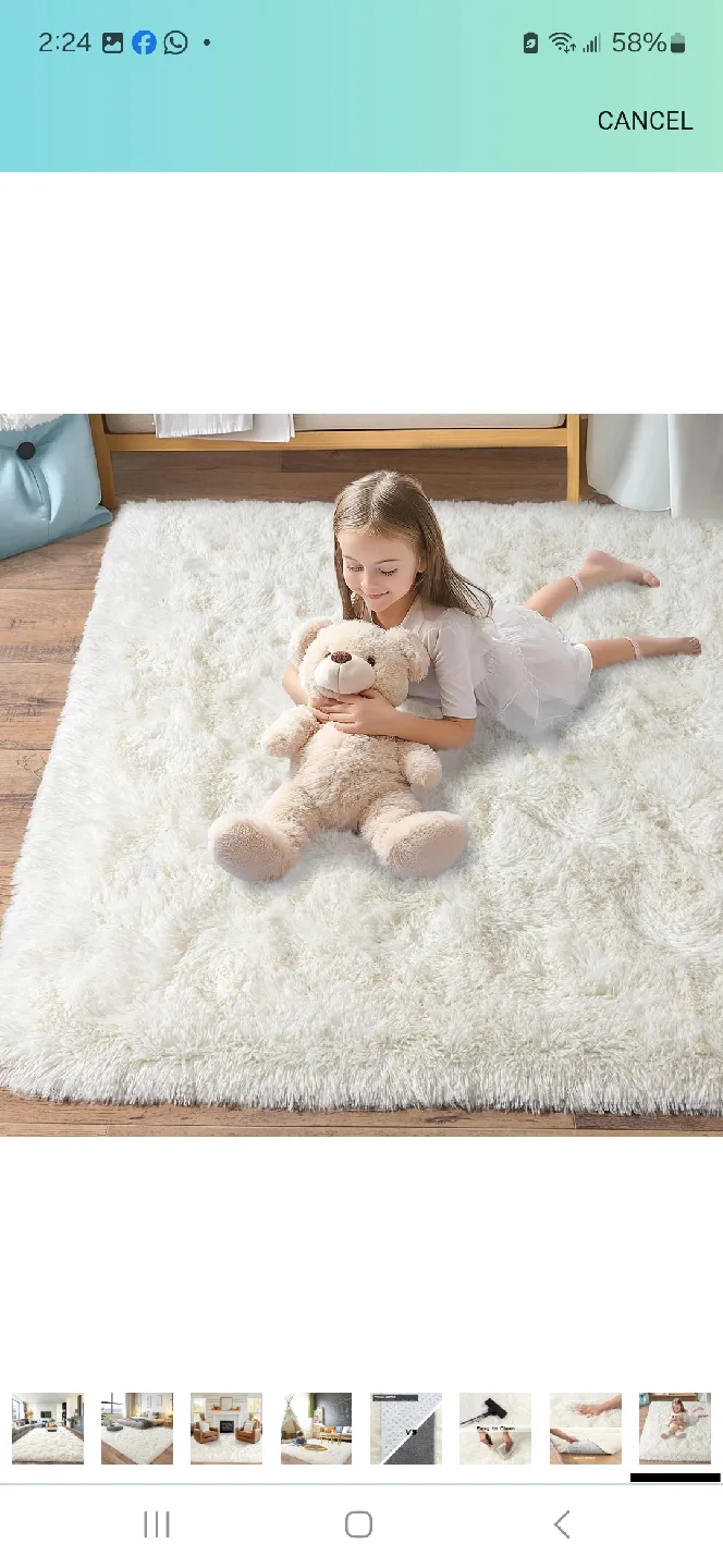 Fluffy White Area Rug 8 x 10 image indicator(8)