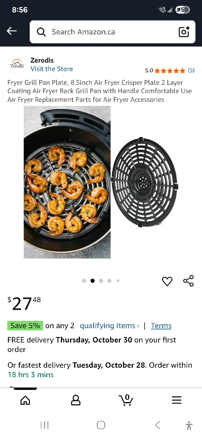 Zerodis 8.5-inch Air Fryer Grill Pan Plate,new thumbnail