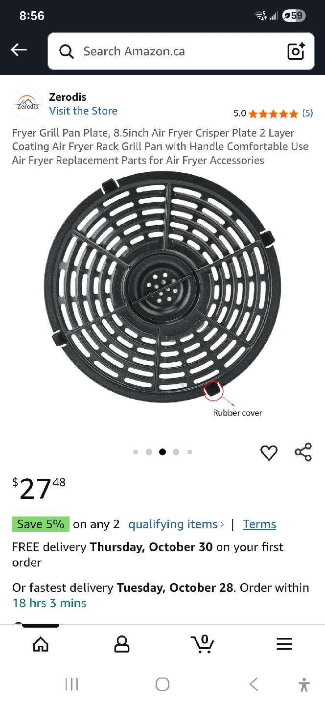 Zerodis 8.5-inch Air Fryer Grill Pan Plate,new - photo 2