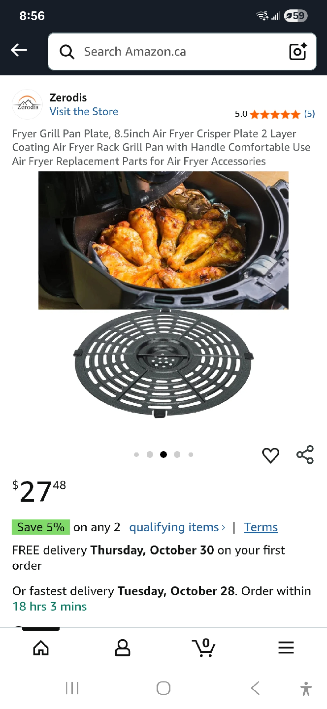 Zerodis 8.5-inch Air Fryer Grill Pan Plate,new - photo 3