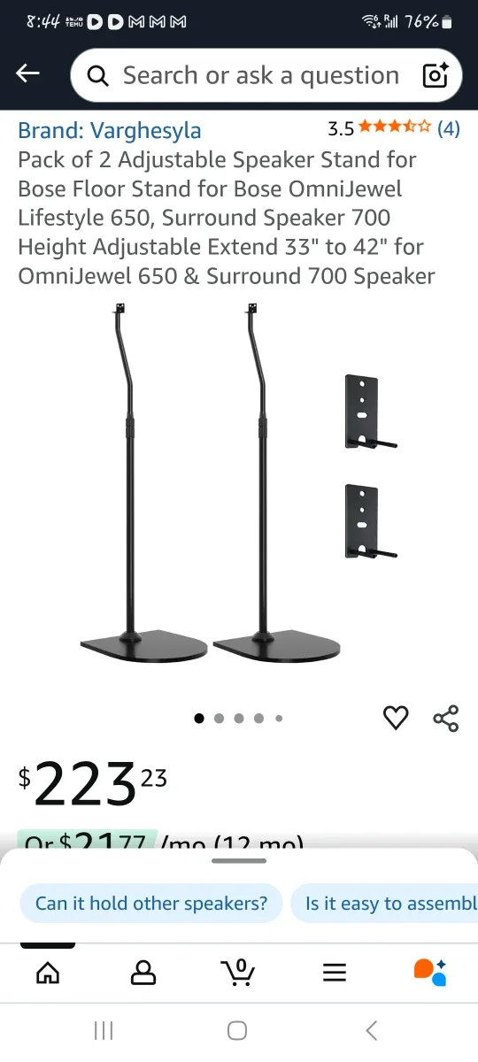 Speaker Stands for Bose OmniJewel/Surround 700 thumbnail