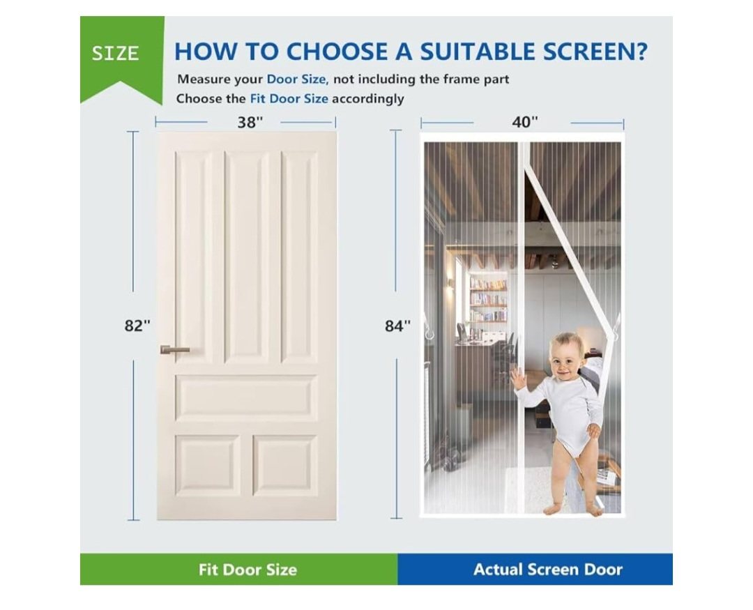 White-Magnetic Mesh Screen Door Fit Door Size 38 X 82 - photo 4