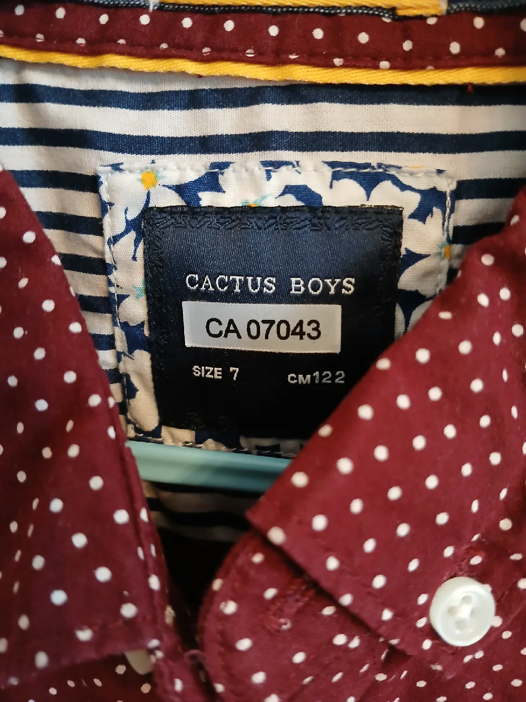 🧡Cactus Boys Burgundy Polka Dot Shirt - Size 7 image indicator(2)