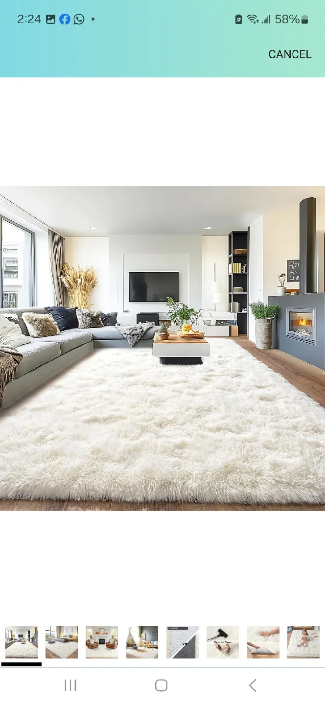 Fluffy White Area Rug 8 x 10