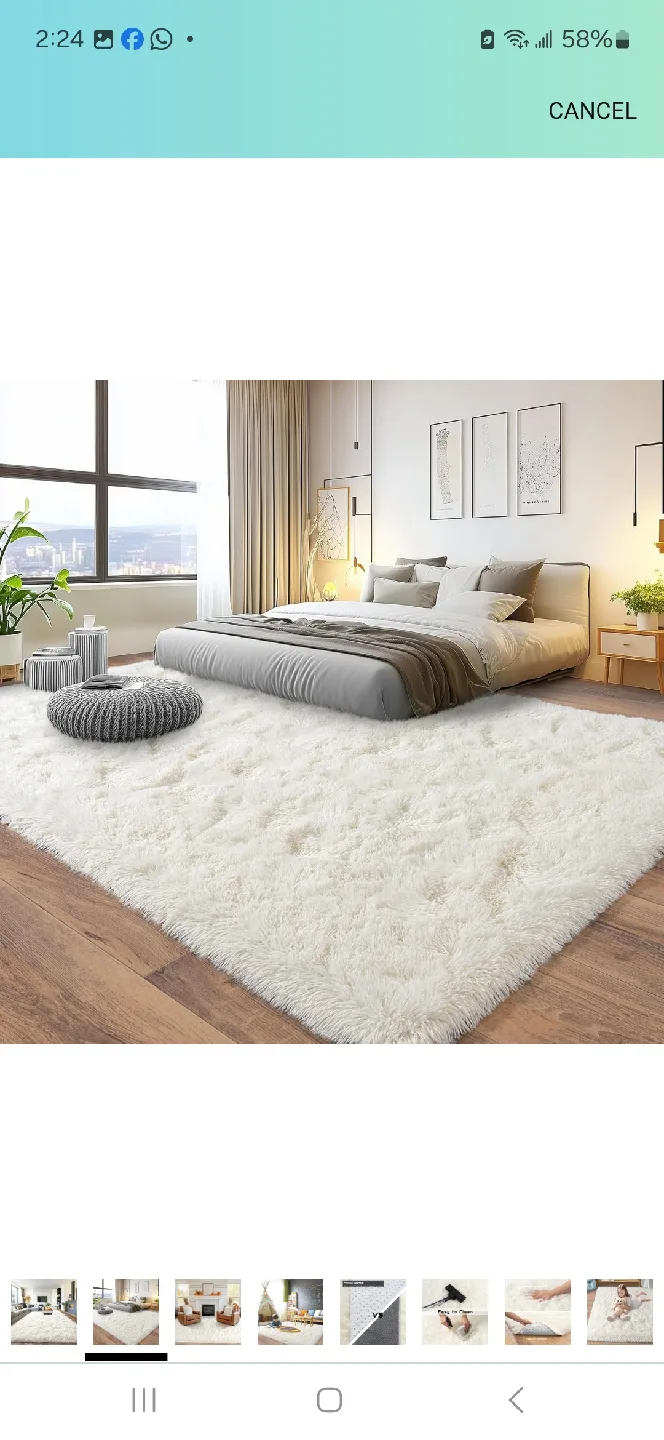 Fluffy White Area Rug 8 x 10 image indicator(2)