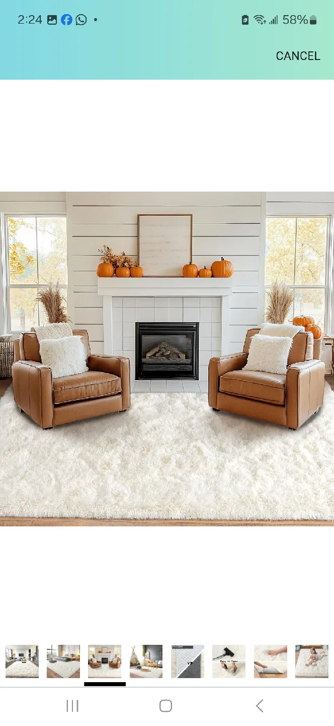 Fluffy White Area Rug 8 x 10 image indicator(3)