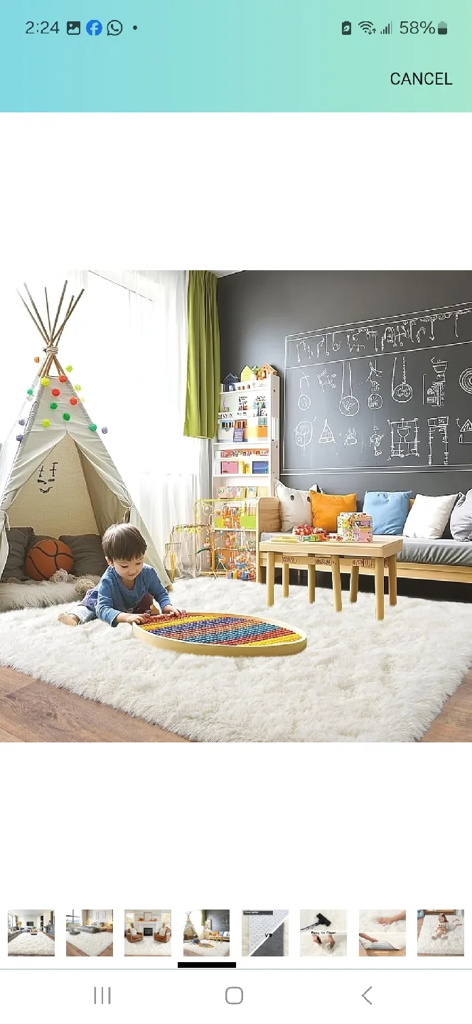 Fluffy White Area Rug 8 x 10 image indicator(4)