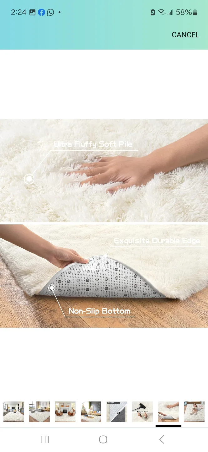 Fluffy White Area Rug 8 x 10 image indicator(7)
