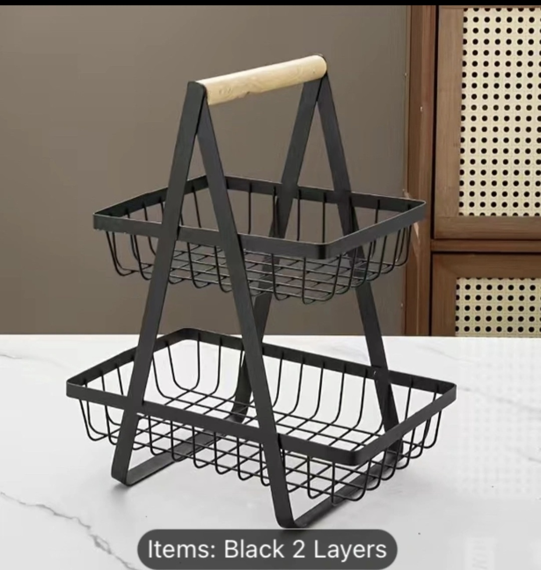 Black 2-Layer Fruit Basket - photo 2
