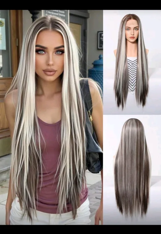 13x4 Lace Frontal Wig - Brown & Blonde Highlights, 30 inch