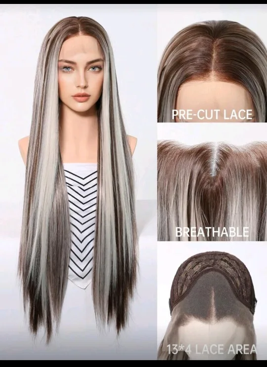 13x4 Lace Frontal Wig - Brown & Blonde Highlights, 30 inch image indicator(3)