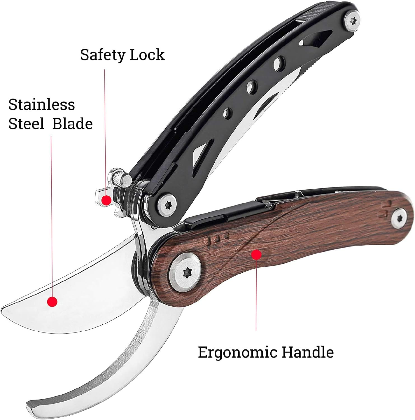 Bravedge Pruning Shears, 5 in 1 Multitools Foldable Garden - photo 3