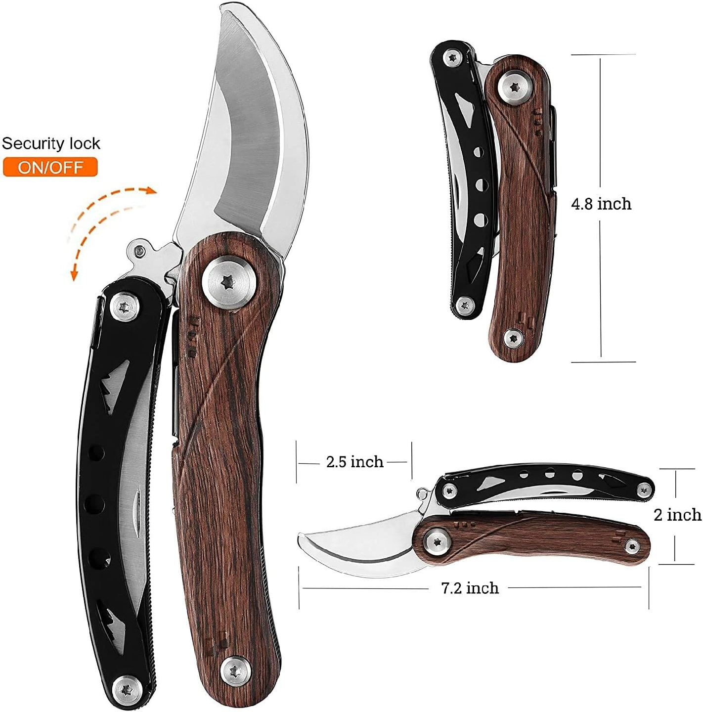 Bravedge Pruning Shears, 5 in 1 Multitools Foldable Garden - photo 4