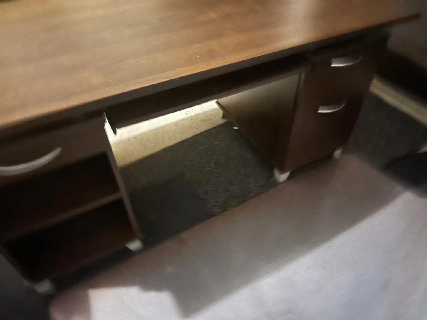 Brown Wooden Desk with Drawers