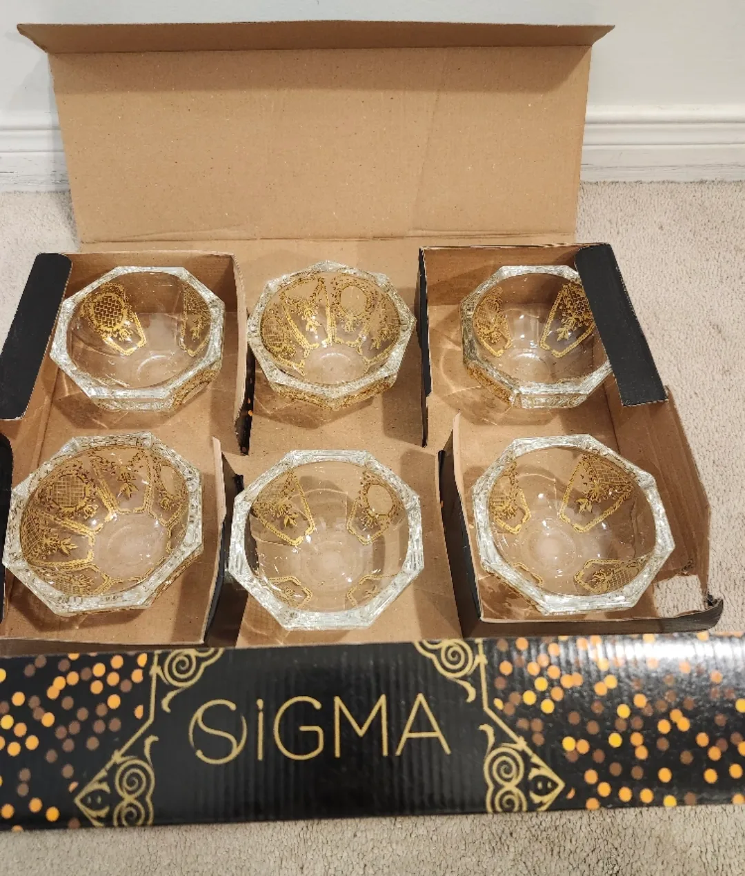 Sigma Luxury Bowls Set of 6, Gold Accent image indicator(10)