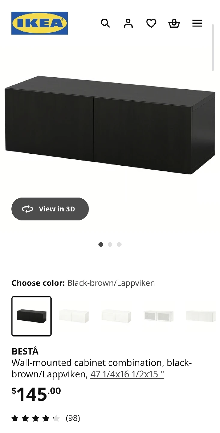 IKEA BESTA Wall-Mounted Cabinet, Black-Brown - photo 2