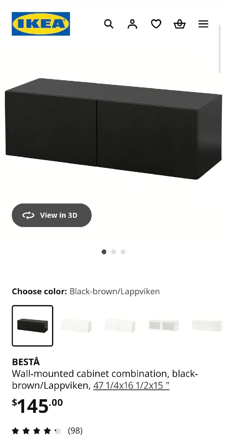 IKEA BESTA Wall-Mounted Cabinet, Black-Brown image indicator(2)