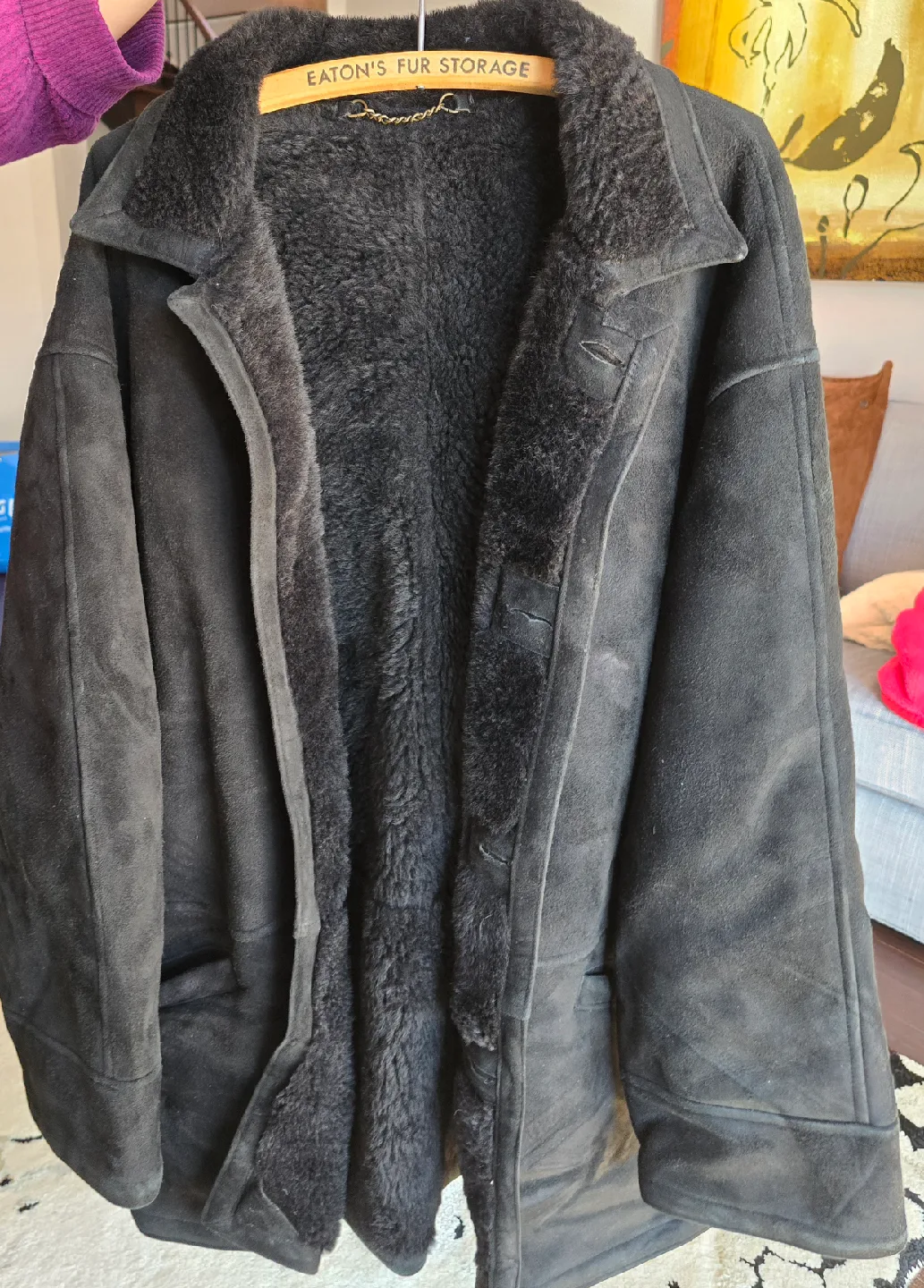 Vintage Eaton's Fur Storage Black Shearling Coat thumbnail