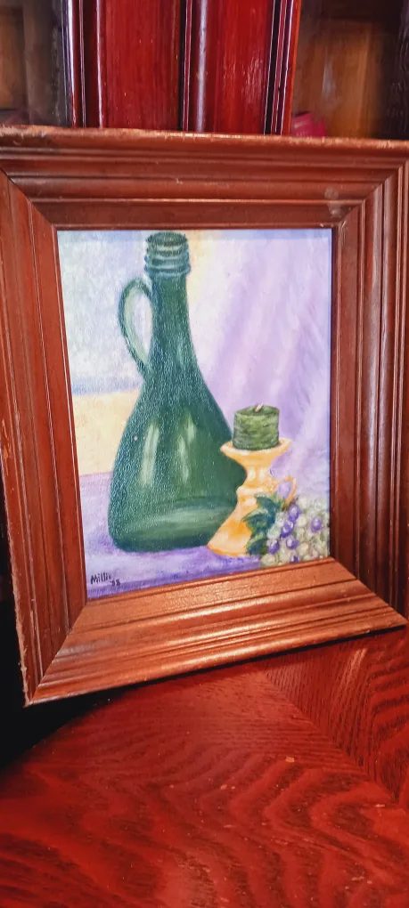Signed Authentic Vintage Still Life Painting by Millis thumbnail