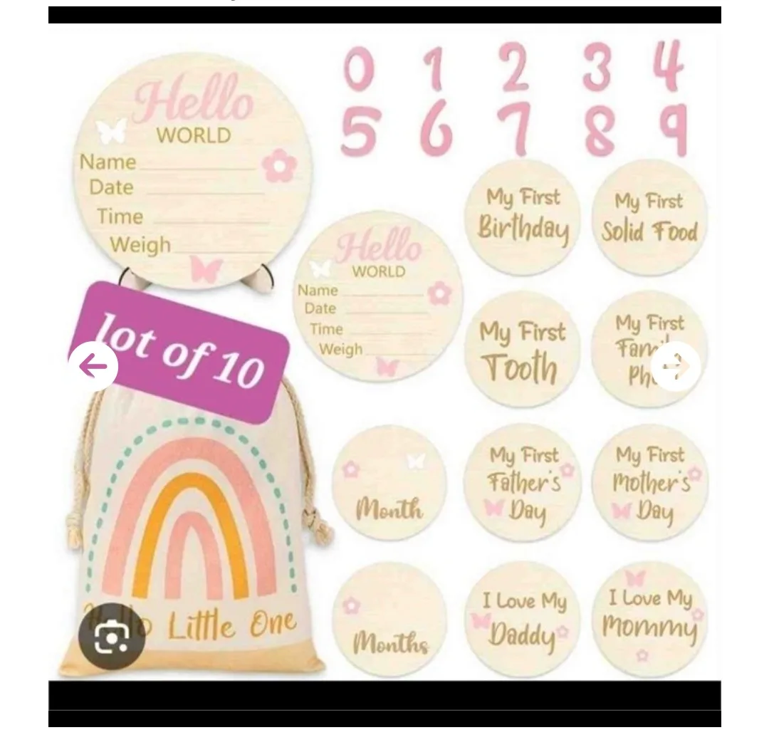 New Monthly Baby Milestone Sign Wooden Set thumbnail