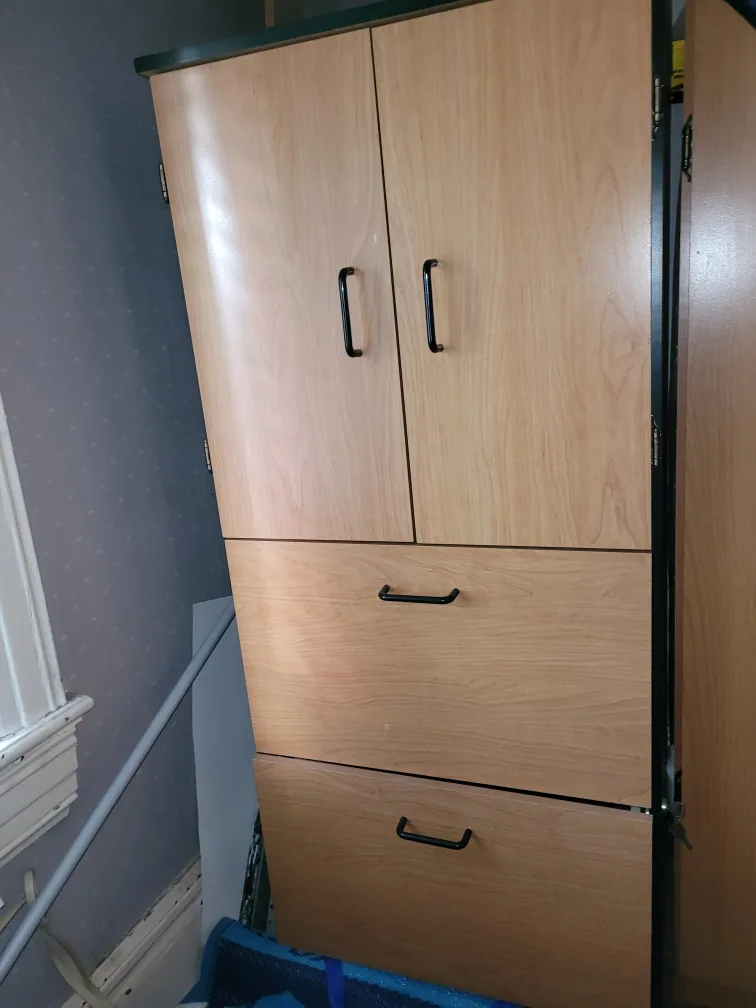 Wooden Cabinet with Shelves and Drawers