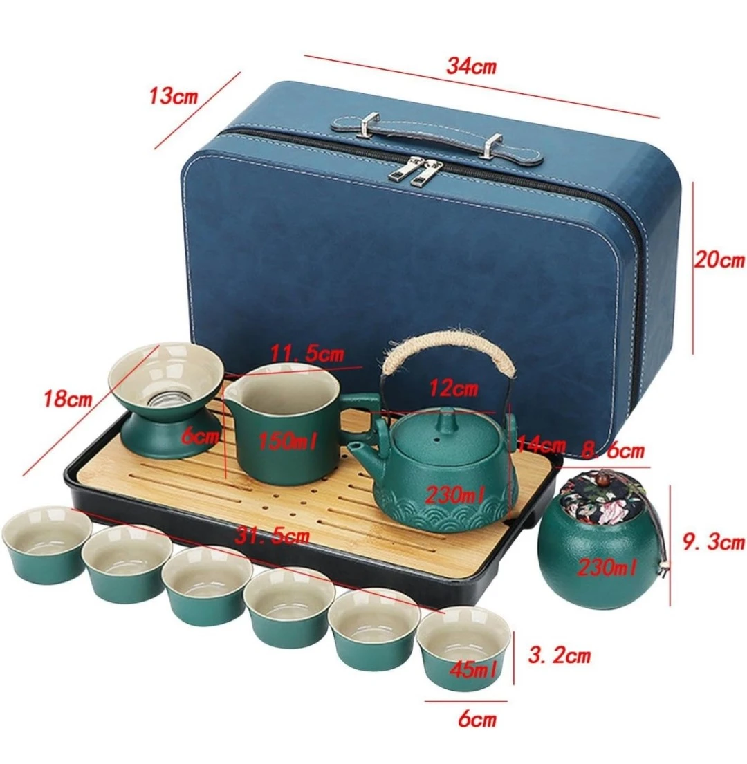 Portable Tea Set with Travel Case - Green - photo 5
