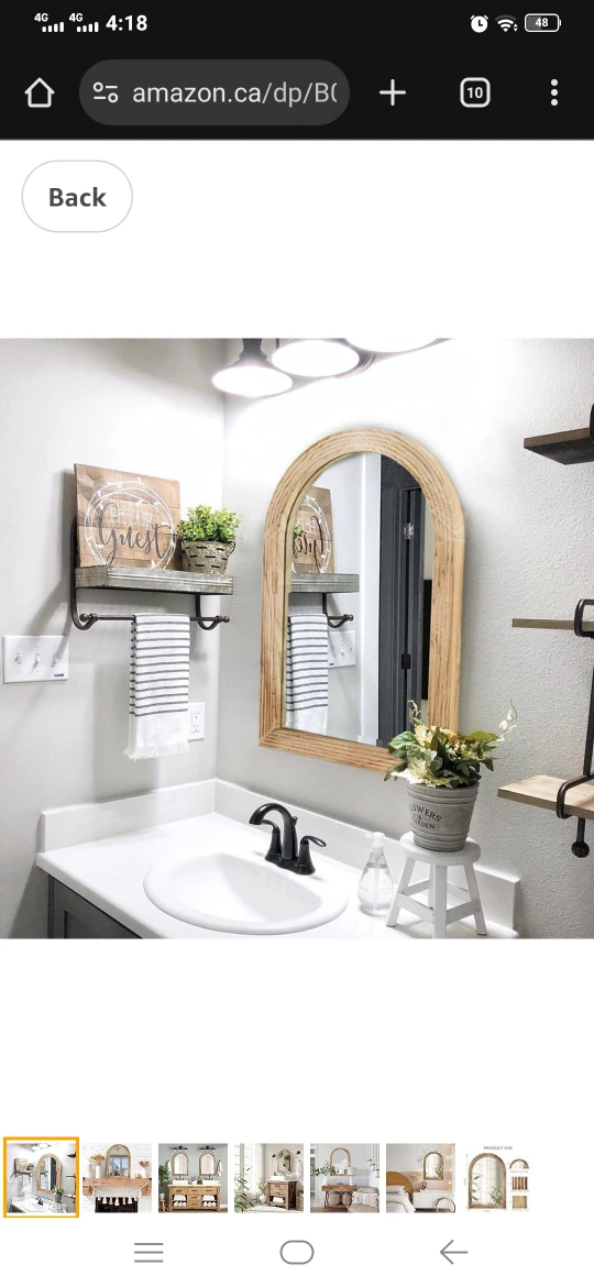 Arched Wood Frame Mirror