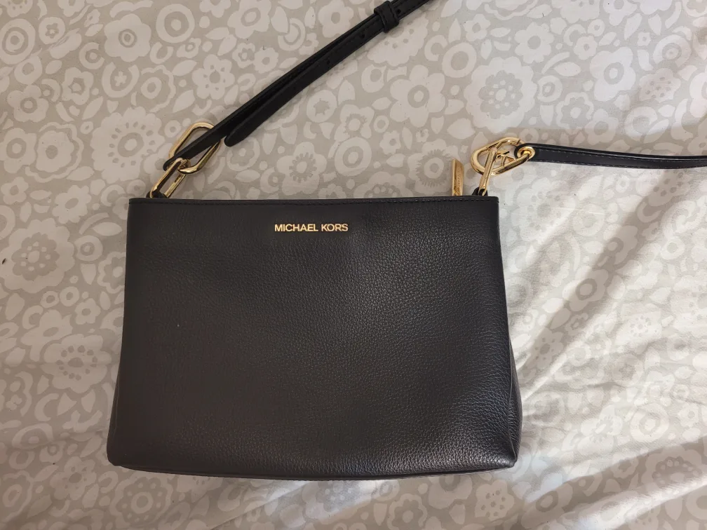 Michael Kors Black Leather Crossbody Bag thumbnail
