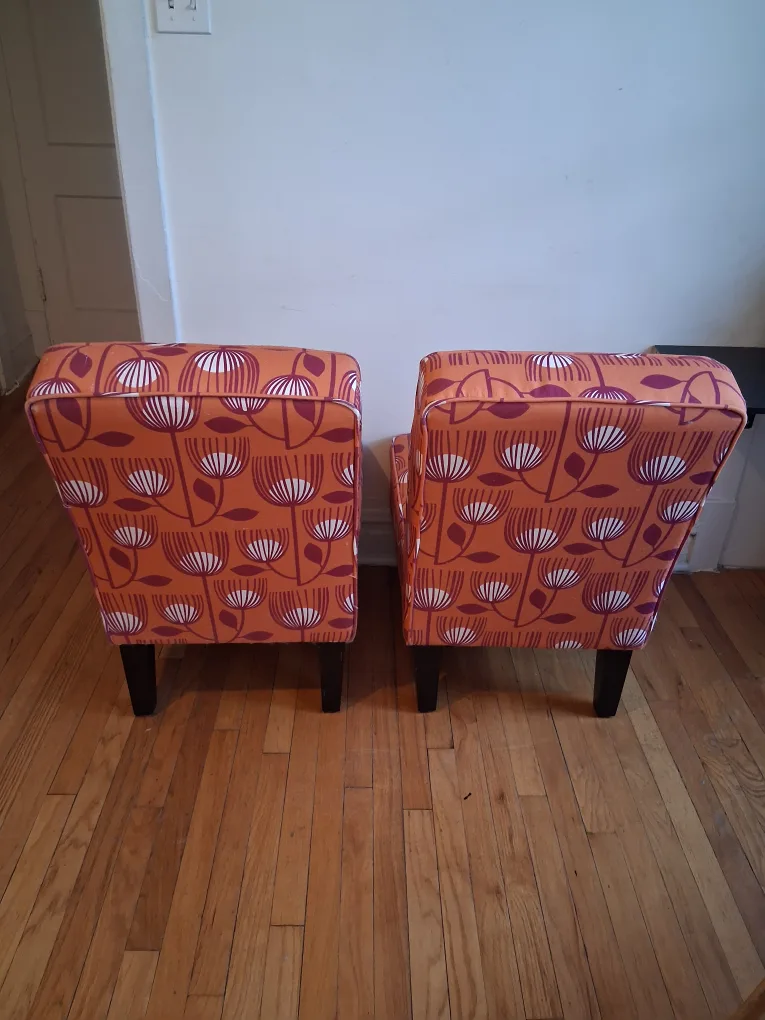 Pair of Armchairs - Orange Floral Pattern image indicator(3)
