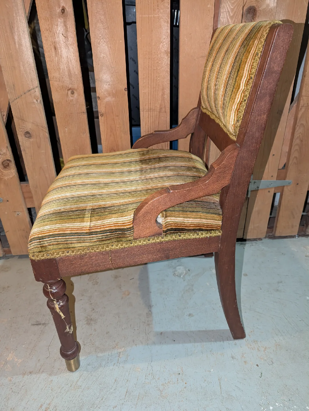 Vintage Striped Upholstered Armchair image indicator(5)
