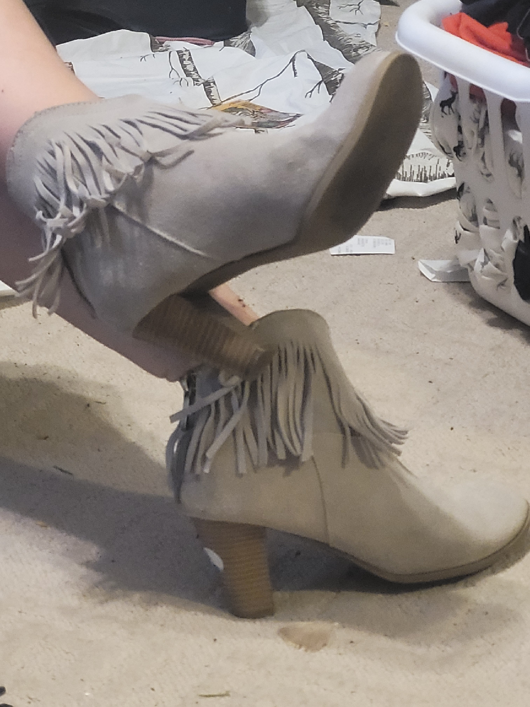 Fringe Ankle Boots - Size 8